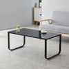 Black Tempered Glass Top Rectangle Coffee Table Side Table End Table Metal Leg
