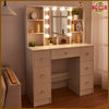 Vanity Dressing Table LED Light Mirror Hidden Shelves 7 Drawers Modern Make up