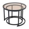 Nesting Teal Colour Glass Coffee Table Sofa Side Round Living Room Furniture Set