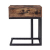 C-Shaped Sofa Side Table Vintage Coffee Snack Table Laptop Stand Drawer Bed End