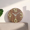 12" Luminous Wall Clock Silent Wooden Design Night Light for Living Room Bedroom