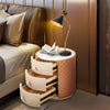 Retro Round Nightstand 3 Drawer Chest of Drawer Cabinet Accent End Table Bedroom