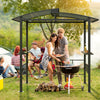 248 x 150 cm Patio Double-Tiered BBQ Canopy Tent-Black