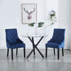2x Blue Velvet Dining Chairs Button-Tufted Upholstered with Rivets Ring Pull
