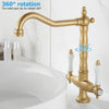 Kitchen Mixer Taps Vintage Dual Lever Kitchen Sink Taps Brass Water Tap Mixer UK