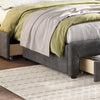 Fabric Upholstered Storage Bed Frame Single Double with Headboard and 4 Drawers