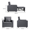 Modern Folding Sofa Bed Grey Sleeper Pull Out Convertible Arm Chair Adjustable