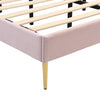 5ft King Size Bed Plush Velvet Upholstered Bed Frame With Padded Headboard Pink