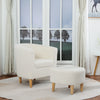 White Sherpa Accent Arm Chair Upholstered Single Sofa W/ Ottoman for Living Room