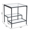 Square Tempered Glass Side Table Coffee Table Nightstand Living Room Bedroom