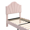 3FT SINGLE BED FRAME UPHOLSTERED PLATFORM BED WITH HEADBOARD VELVET FABRIC PINK