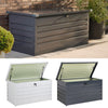 LOCKABLE OUTDOOR GARDEN STEEL STORAGE SEAT UTILITY CHEST CUSHION SHED BOX TOOLS