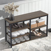 Industrial Shoe Bench Vintage Hallway Rustic Metal Wood Storage Tier Shelf Rack