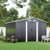 8FT x 8FT SHED Metal Apex Roof Outdoor Storage House Shed With Floor Foundation