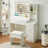 Dressing Table Set Vanity Desk with LED Light Mirror Stool Drawers Bedroom White