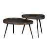 Modern Round Metal Walnut Nest Of Tables Set Of Two Coffee Tables Living Room
