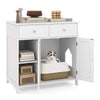 Chic Cat Litter Box Enclosure Hidden Cat Washroom Side Cabinet w/ 2 Drawers