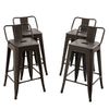 Bar Stools Set of 4 Restaurant Metal Dining Chairs Side Chairs w/Removable Back