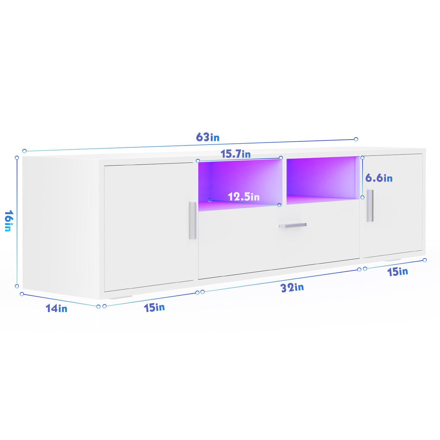 TV Stand 160cm High Gloss TV Unit Cabinet Sideboard With LED Light & Drawers UK