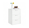 White Bedside Table with 3 Drawers and Metal Handles for Bedroom