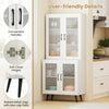 Kitchen White 178 cm Tall Cupboard Pantry Cabinet w/4 Transparent Doors