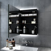 LED Bathroom Mirror Black Cabinet with Shaver Socket 500x700 Single Door Button