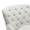 Upholstered Linen Armchair Stud Button Back Fireside Chair Lounge Sofa Wood Legs