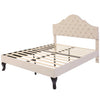 Velvet Fabric Upholstered Bed 4FT6 Double Size Bed Platform Bed Frame Beige