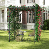 PE-Coated Metal Yard Lawn Arbor Pergola Large Garden Arch Trellis-Black