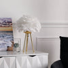 Fluffy Feather Shade Table Lamp White Lampshade Bedside Night Light Room Decor