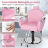 Hydraulic Pump Shampoo Chair Reclining Salon Chair w/Adjustable Height-Pink