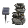 Solar Power Outdoor Water Feature Fountain 4Tier Rock Cascading Ornament w/Light