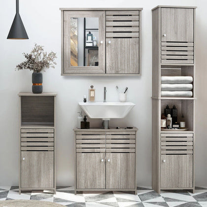 Modern Bathroom Cabinet Basin Sink Storage Mirror Cupboard MDF Wooden Furniture
