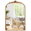 Antiqued Gold Wall Mirror 90 cm x 61 cm Dramatic Arched Mirror-Gold