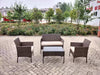 4PC Brown Rattan Garden Furniture Set – Outdoor Sofa Chairs Table + Rain Cover