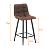 2 x Grey Brown Faux Leather PU Sauqre Bar Stools Pub Chair Stool Padded Seats
