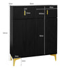 Shoe Storage Cabinets with Drawers, Shoe Bench and Coat Rack Wardrobe Set Black