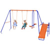 4 in 1 Garden Swing Set with Double Swings, Glider, Slide, Ladder for Outdoors