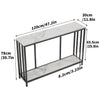 Stone-Top Marble Console Table Black Metal Frame with Shelf Side Table Bookshelf