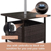 Rattan Wicker Umbrella Square Side Table Garden Coffee Table w/Umbrella Hole