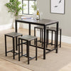 Home Source Kitchen Dining Breakfast Bar Set, Wooden Table Top, Black Metal