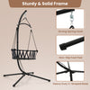 Garden Patio Hanging Swing Chair Rustproof Metal Frame Hammock Chair w/Stand