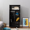 Modern 2 Door 2 Drawer Wardrobe with Shelf Hanging Rail Clothes Storage Cupboard