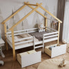 WHITE WOODEN KIDS HOUSE BED FRAME WITH STORAGE DRAWERS 3 FT SINGLE KIDS SLEEPER