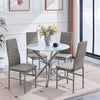 Round White Marble Tempered Glass Dining Table Silver Chromed Legs Dining Room
