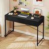 Compact Writing Desk with Heavy-Duty Metal Frame-Black