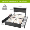 4ft6 Double Bed Frame with LED Upholstered Headboard 4 Underbed Storage Drawers