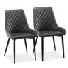 2x Grey Dining Chairs Faux Leather High Back Diamond Design Dinging Room