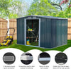 Garden Storage Shed Metal Outdoor Box w/ Base for Backyard Bike Tool 4ft-10ft