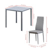 Modern Grey Dining Set 5Pcs Glass Dining Table+ 4 Leather Dining Chairs Set